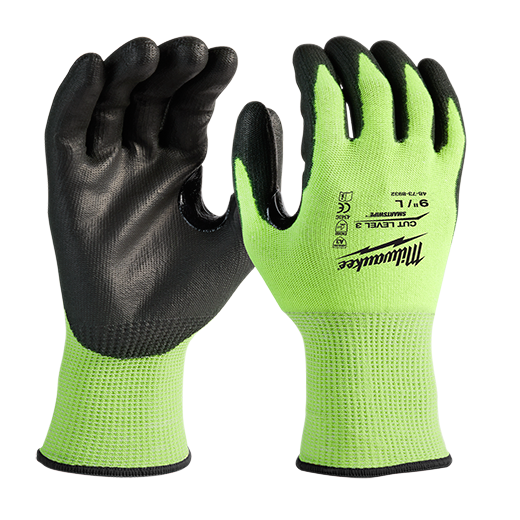 High-Visibility Cut Level 3 Polyurethane Dipped Gloves M 48-73-8931