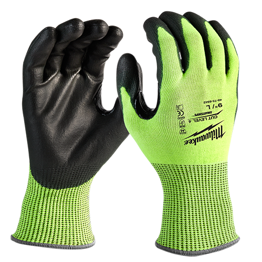 High-Visibility Cut Level 4 Polyurethane Dipped Gloves XL 48-73-8943